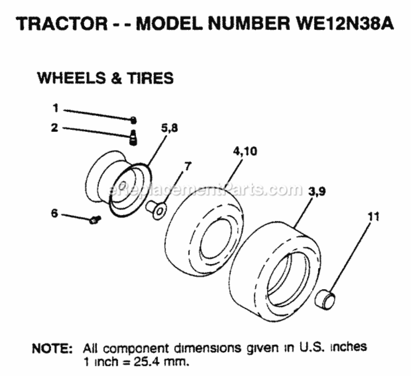 Page K Diagram and Parts List for WE12N38A 1999 And Before Husqvarna Lawn Tractor