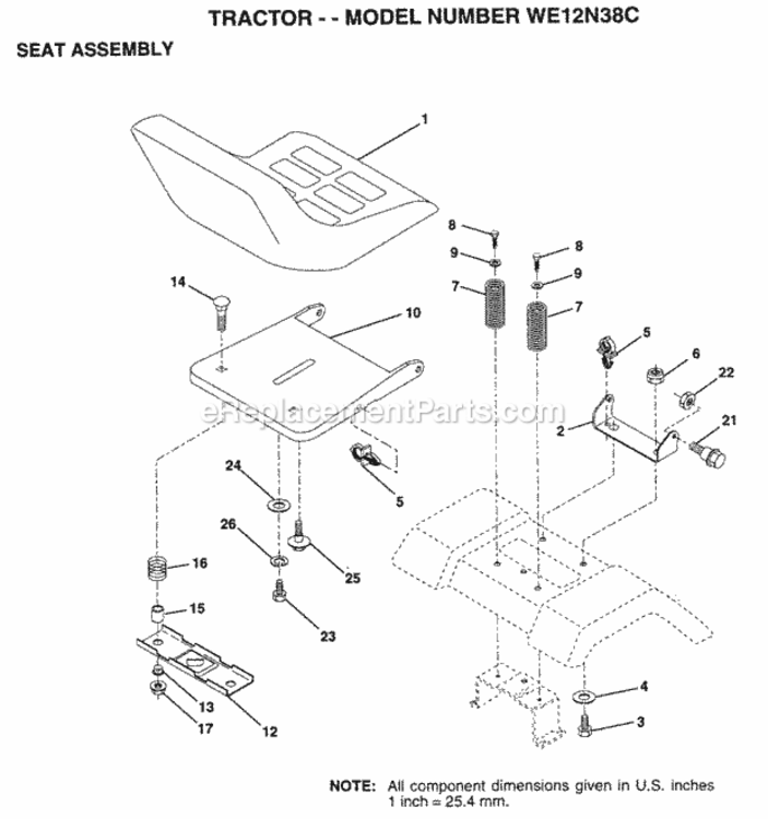 Page I Diagram and Parts List for WE12N38C 1996 Husqvarna Lawn Tractor