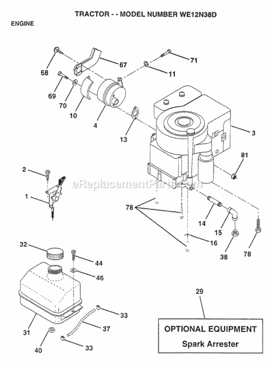 Page E Diagram and Parts List for WE12N38D 1997 Husqvarna Lawn Tractor