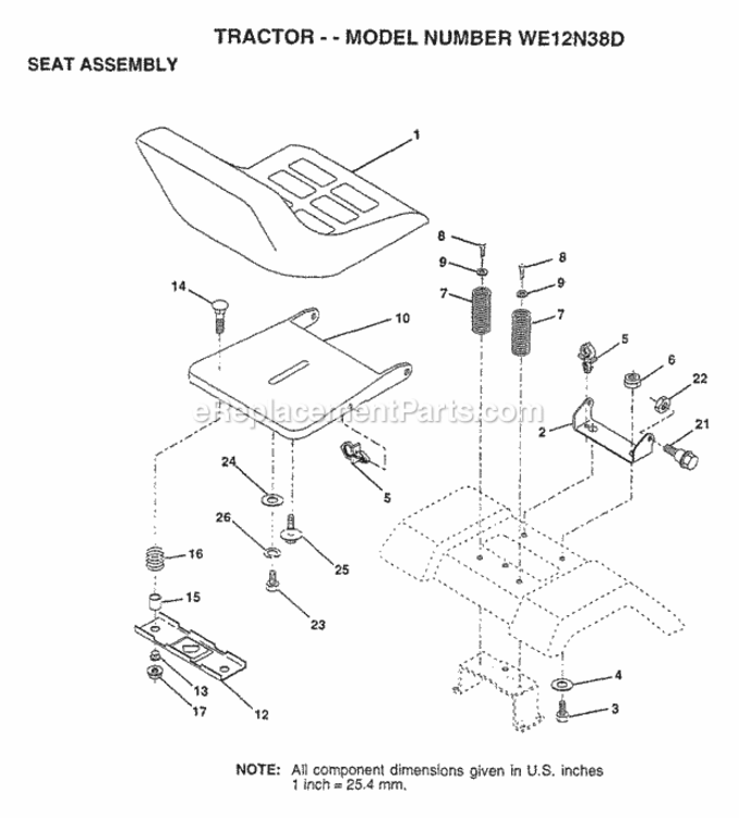 Page H Diagram and Parts List for WE12N38D 1997 Husqvarna Lawn Tractor
