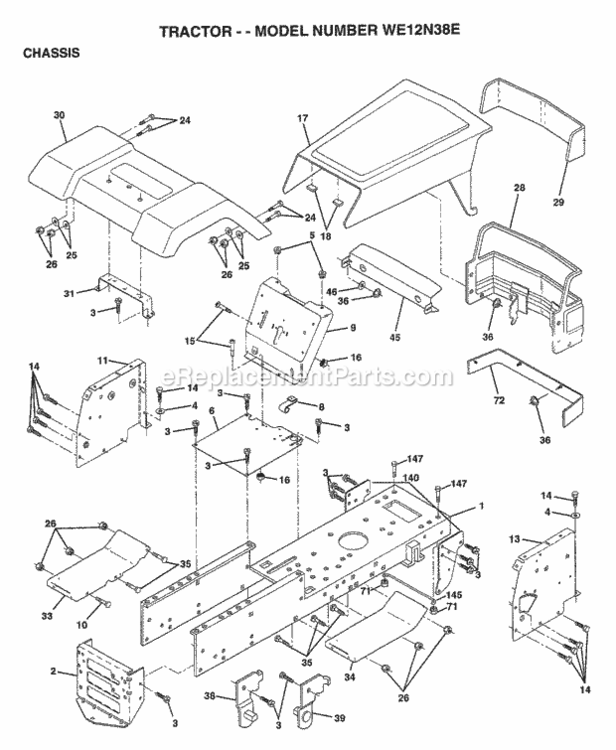 Page A Diagram and Parts List for WE12N38E 1997 Husqvarna Lawn Tractor