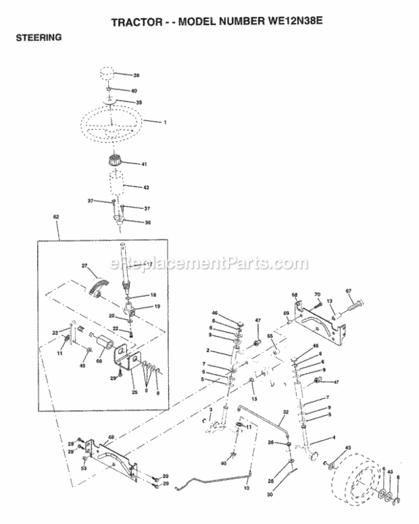 Page J Diagram and Parts List for WE12N38E 1997 Husqvarna Lawn Tractor