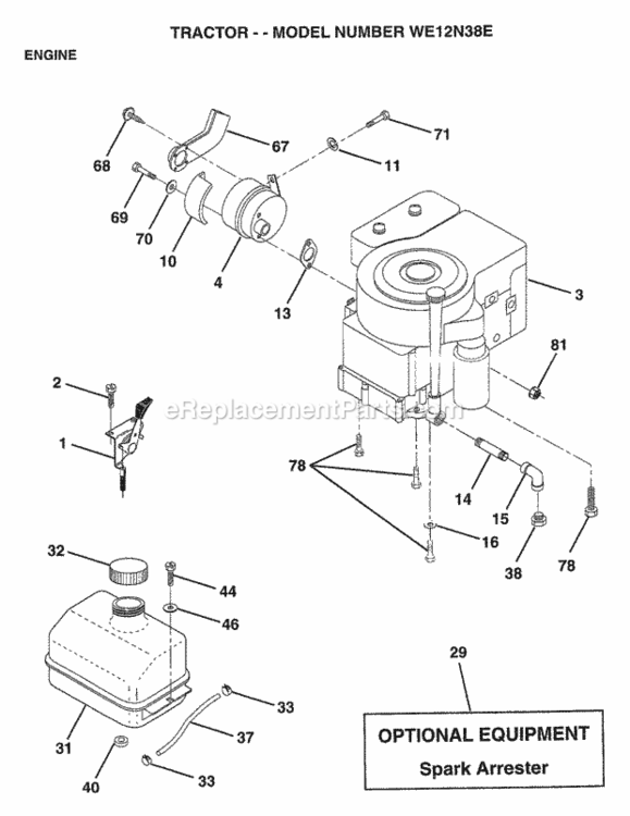 Page F Diagram and Parts List for WE12N38E 1997 Husqvarna Lawn Tractor