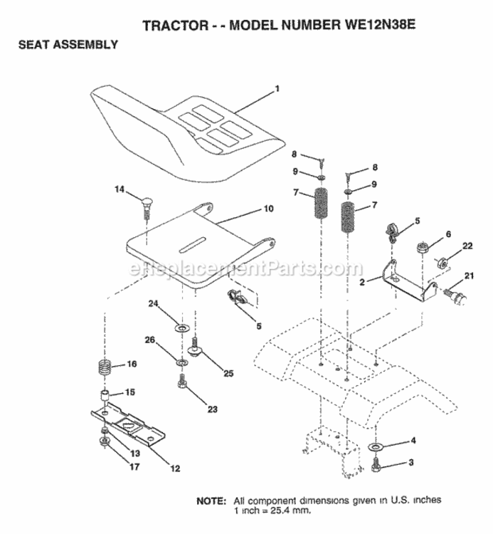 Page I Diagram and Parts List for WE12N38E 1997 Husqvarna Lawn Tractor