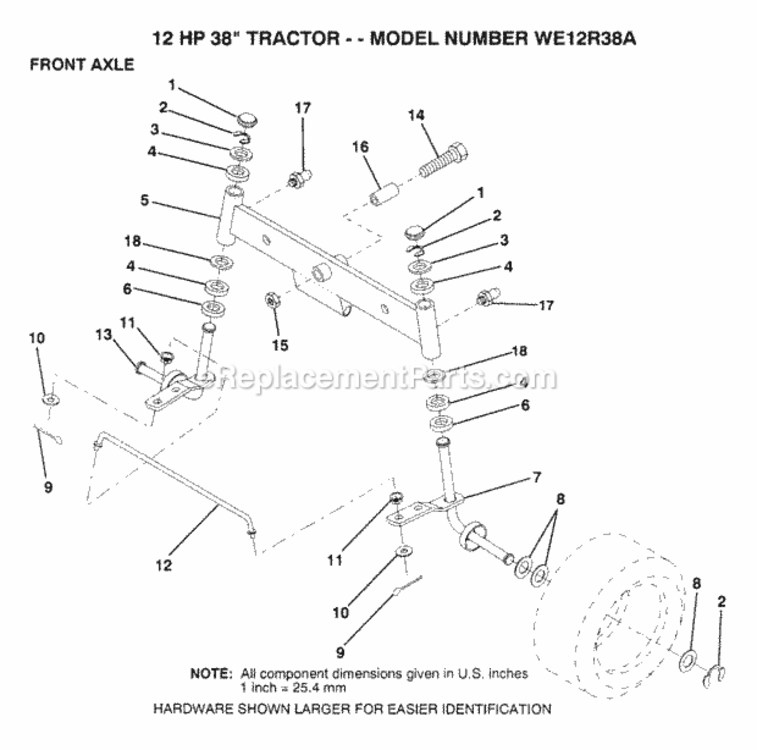 Page H Diagram and Parts List for WE12R38A 1993 Husqvarna Lawn Tractor