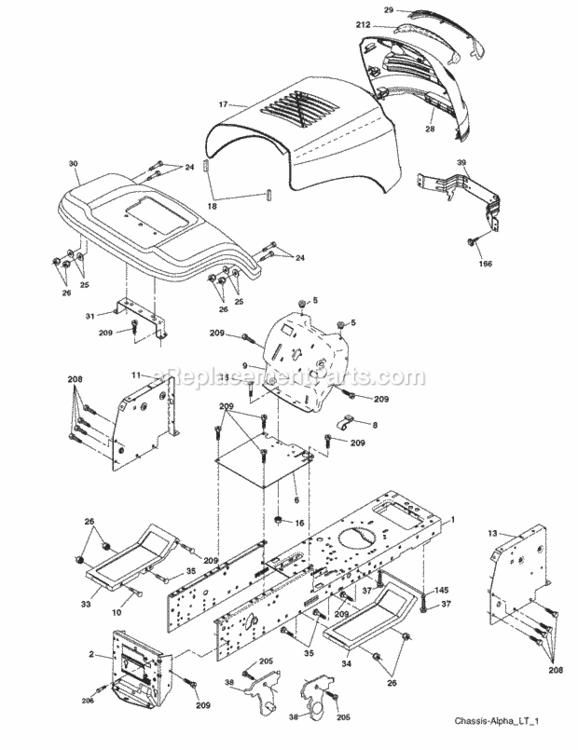 Page A Diagram and Parts List for WE13538LT 2005-06 Husqvarna Lawn Tractor