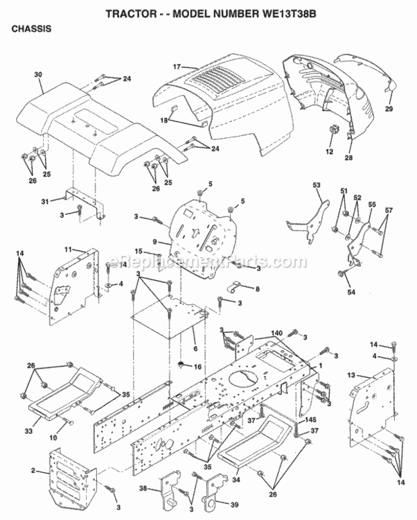 Page A Diagram and Parts List for WE13T38A 1998 Husqvarna Lawn Tractor