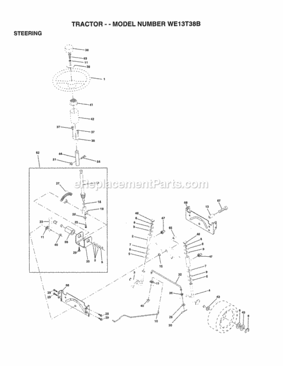 Page J Diagram and Parts List for WE13T38A 1998 Husqvarna Lawn Tractor