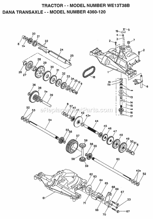 Page B Diagram and Parts List for WE13T38A 1998 Husqvarna Lawn Tractor