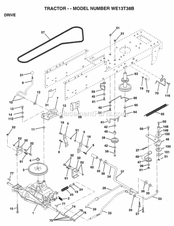 Page D Diagram and Parts List for WE13T38A 1998 Husqvarna Lawn Tractor