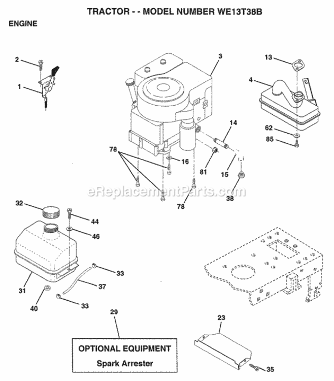 Page F Diagram and Parts List for WE13T38A 1998 Husqvarna Lawn Tractor