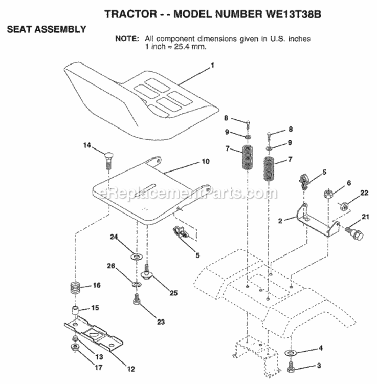 Page I Diagram and Parts List for WE13T38A 1998 Husqvarna Lawn Tractor