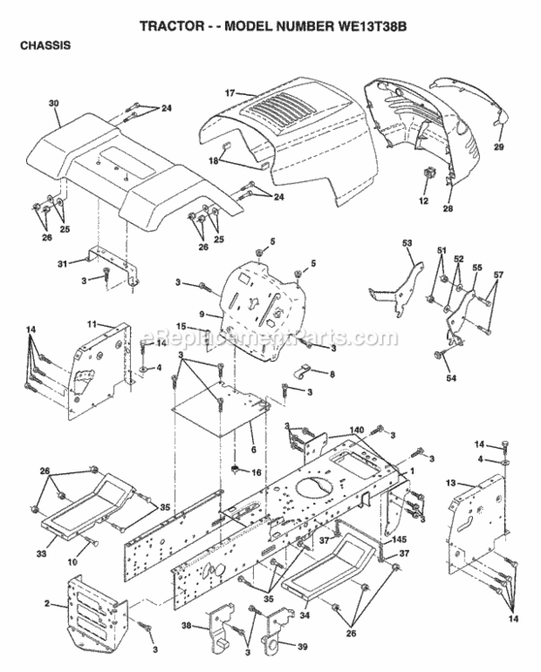 Page A Diagram and Parts List for WE13T38B 1998 Husqvarna Lawn Tractor