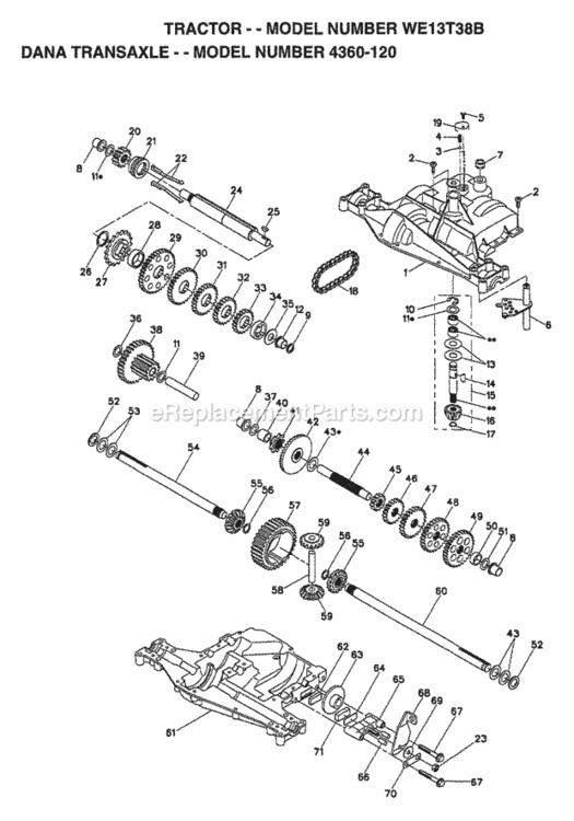 Page B Diagram and Parts List for WE13T38B 1998 Husqvarna Lawn Tractor