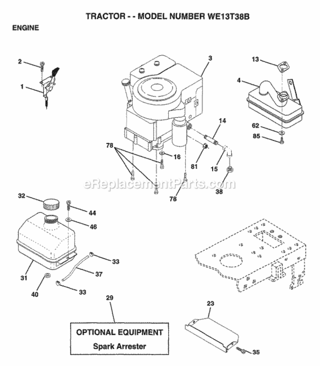 Page F Diagram and Parts List for WE13T38B 1998 Husqvarna Lawn Tractor