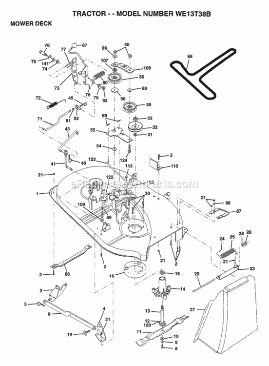 Page G Diagram and Parts List for WE13T38B 1998 Husqvarna Lawn Tractor