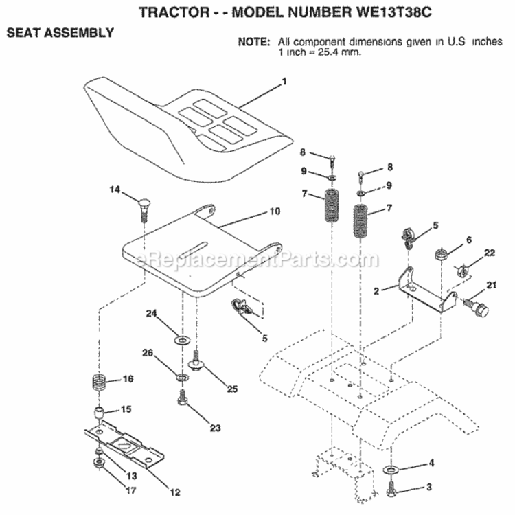 Page H Diagram and Parts List for WE13T38C 1999 Husqvarna Lawn Tractor
