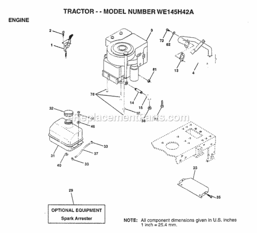 Page E Diagram and Parts List for WE145H42A 1997 Husqvarna Lawn Tractor
