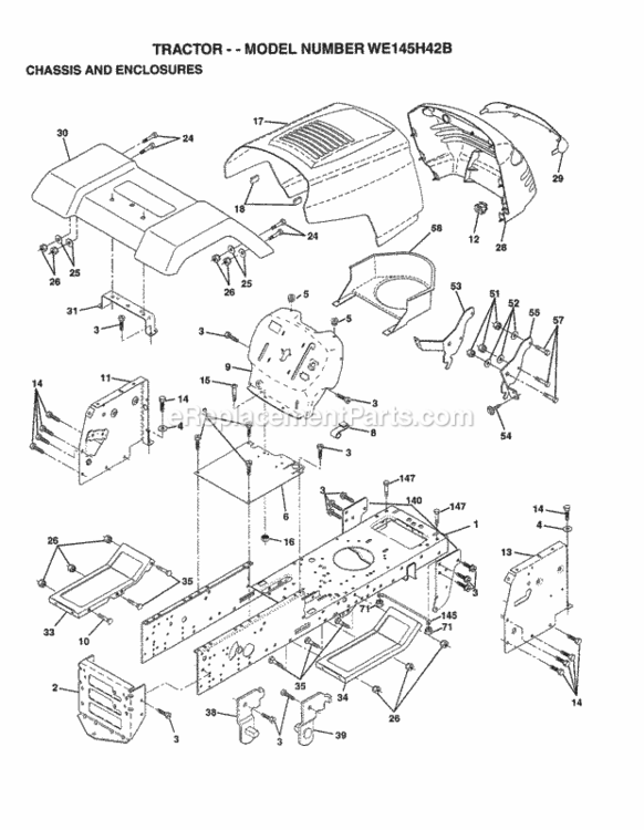 Page A Diagram and Parts List for WE145H42B 1997 Husqvarna Lawn Tractor