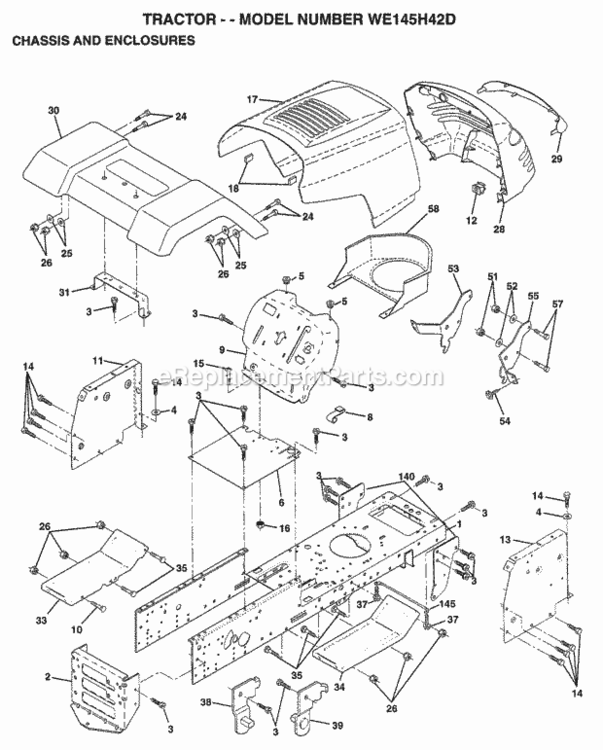 Page A Diagram and Parts List for WE145H42D 1998 Husqvarna Lawn Tractor