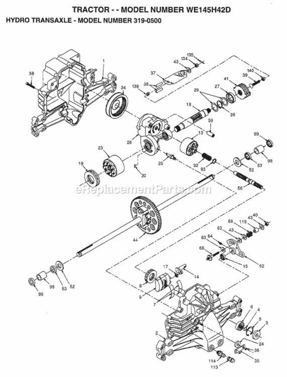 Page F Diagram and Parts List for WE145H42D 1998 Husqvarna Lawn Tractor