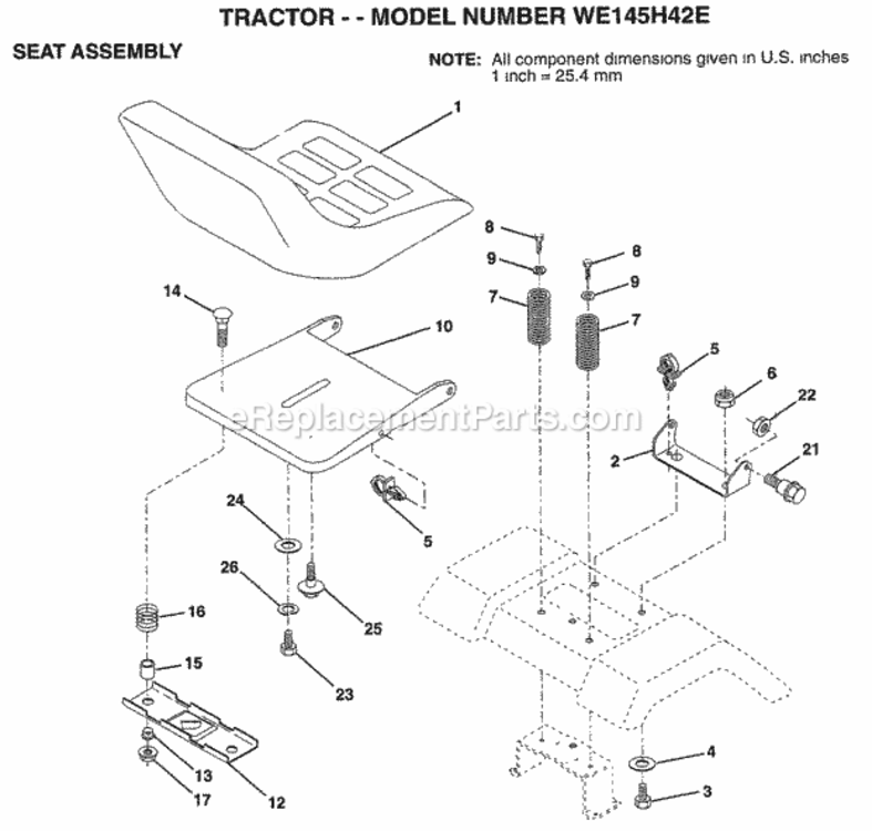 Page H Diagram and Parts List for WE145H42E 1999 Husqvarna Lawn Tractor