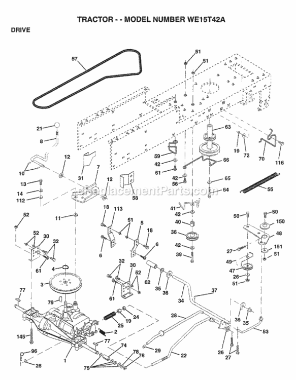 Page C Diagram and Parts List for WE15T42A 1999 Husqvarna Lawn Tractor