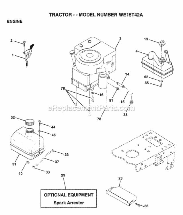 Page E Diagram and Parts List for WE15T42A 1999 Husqvarna Lawn Tractor