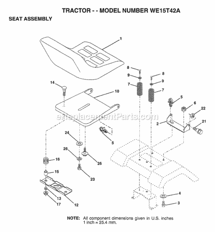Page H Diagram and Parts List for WE15T42A 1999 Husqvarna Lawn Tractor