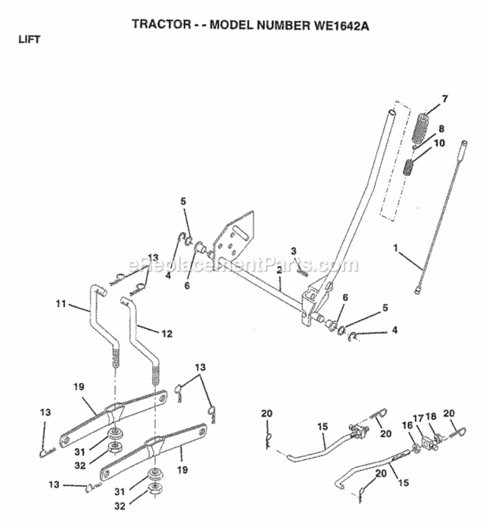 Page J Diagram and Parts List for WE1642A 1997 Husqvarna Lawn Tractor