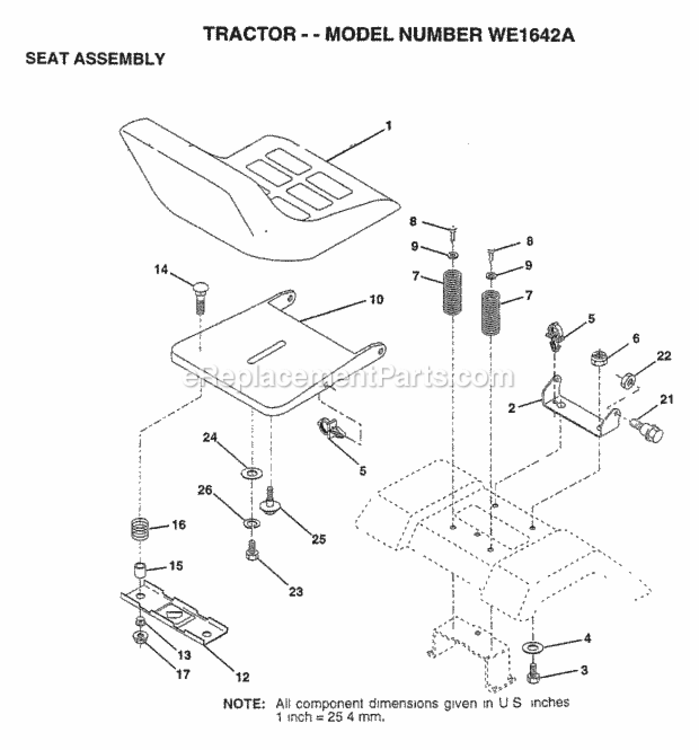 Page L Diagram and Parts List for WE1642A 1997 Husqvarna Lawn Tractor