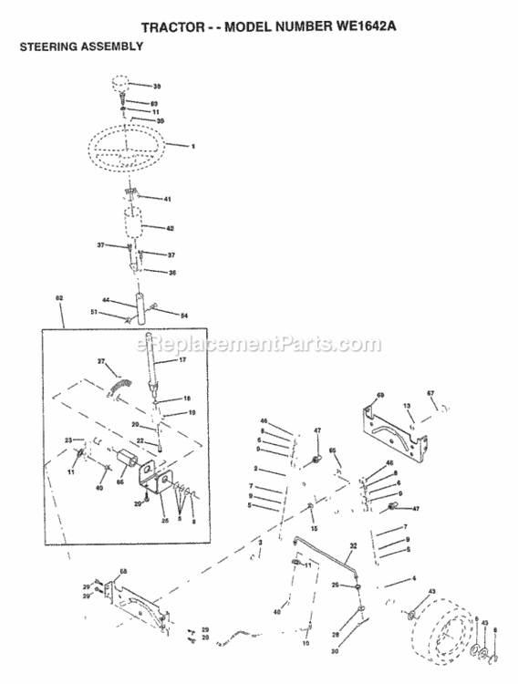 Page M Diagram and Parts List for WE1642A 1997 Husqvarna Lawn Tractor