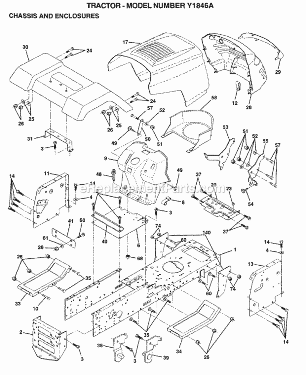 Page A Diagram and Parts List for WG1036A 1999 And Before Husqvarna Lawn Tractor