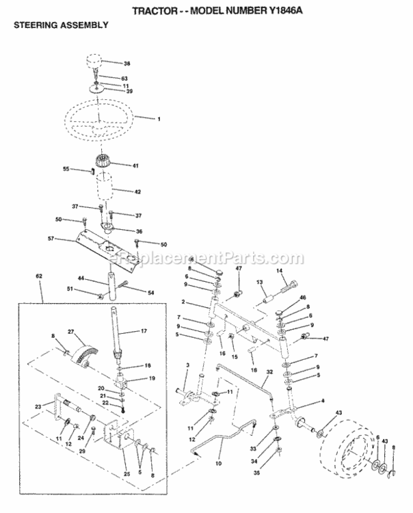 Page J Diagram and Parts List for WG1036A 1999 And Before Husqvarna Lawn Tractor