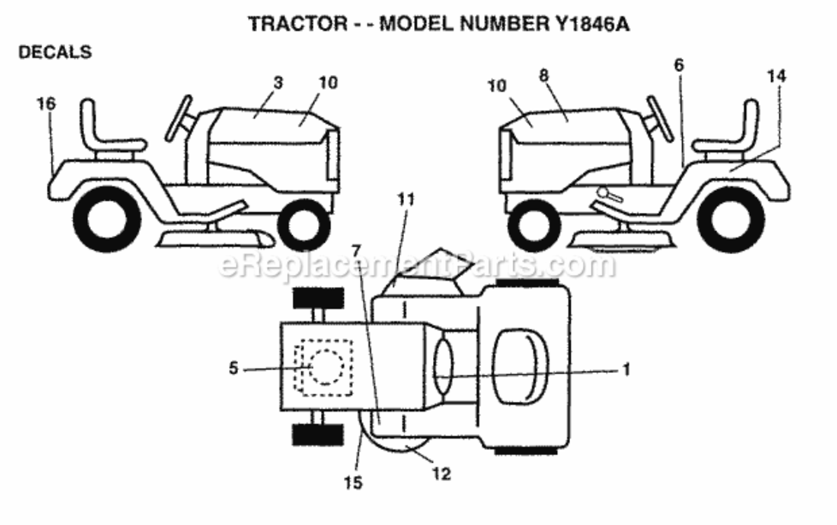 Page B Diagram and Parts List for WG1036A 1999 And Before Husqvarna Lawn Tractor