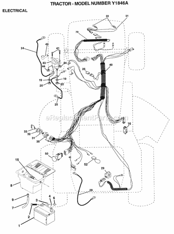 Page E Diagram and Parts List for WG1036A 1999 And Before Husqvarna Lawn Tractor
