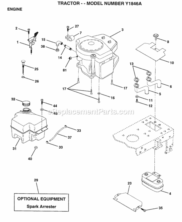 Page F Diagram and Parts List for WG1036A 1999 And Before Husqvarna Lawn Tractor