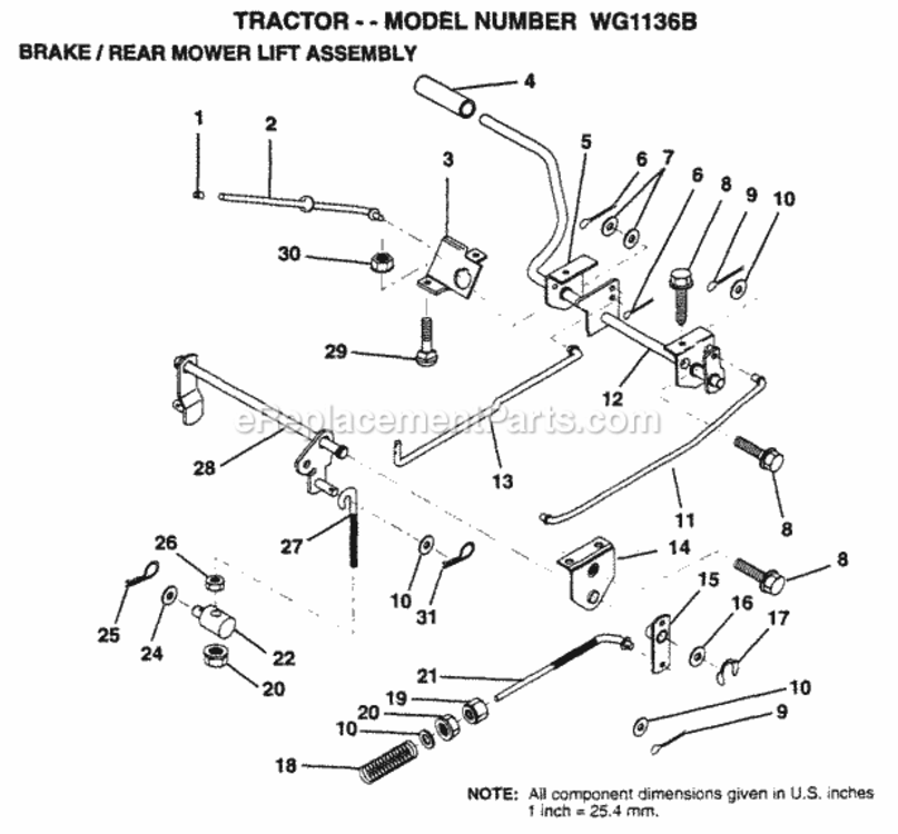 Page A Diagram and Parts List for WG1136B 1999 And Before Husqvarna Lawn Tractor