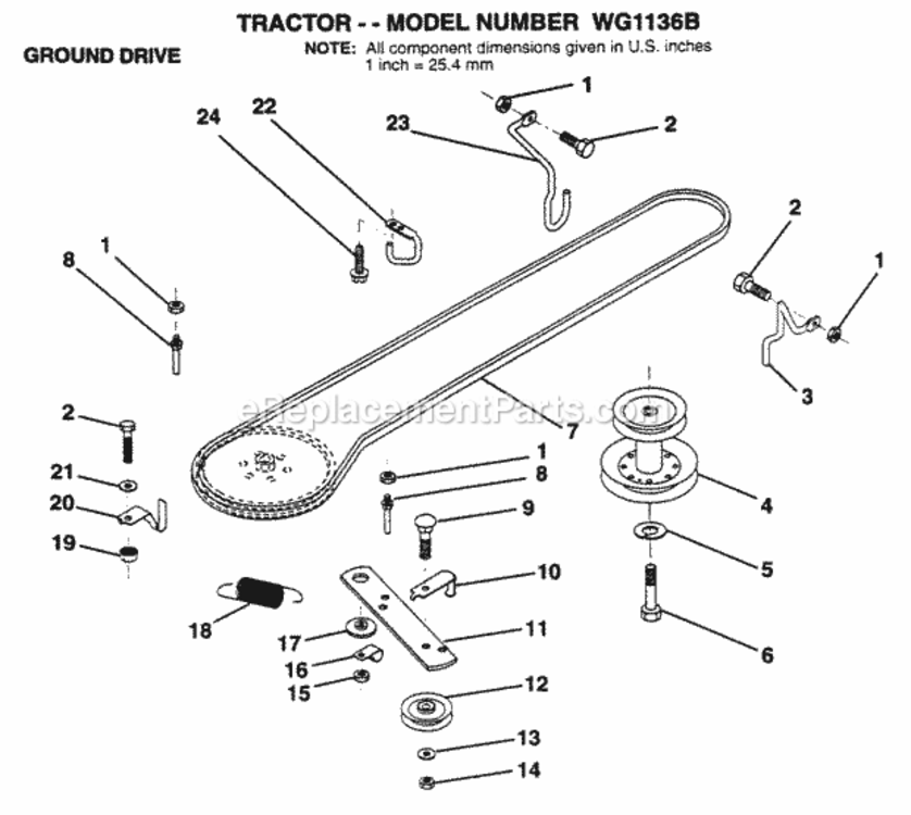 Page F Diagram and Parts List for WG1136B 1999 And Before Husqvarna Lawn Tractor