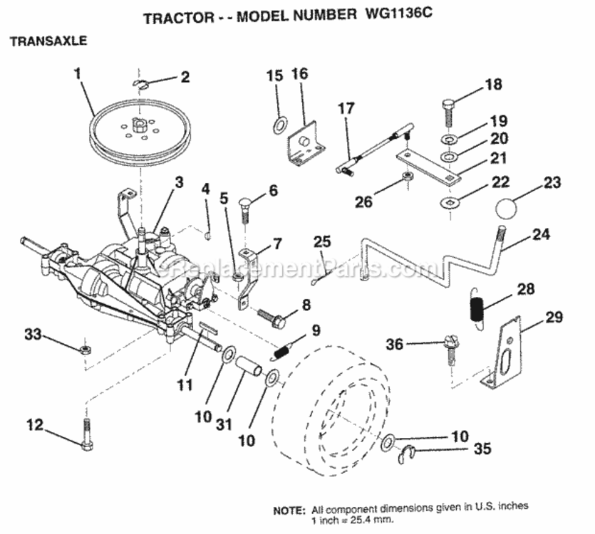 Page P Diagram and Parts List for WG1136C 1999 And Before Husqvarna Lawn Tractor