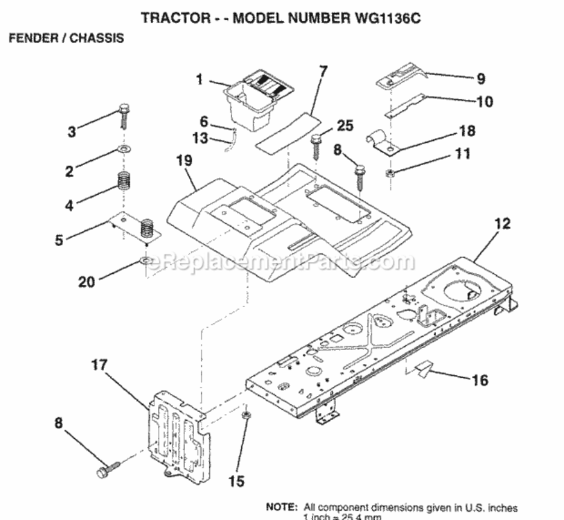 Page F Diagram and Parts List for WG1136C 1999 And Before Husqvarna Lawn Tractor
