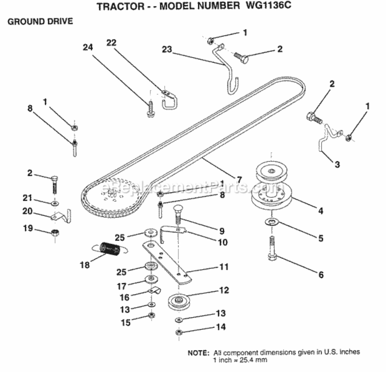 Page H Diagram and Parts List for WG1136C 1999 And Before Husqvarna Lawn Tractor