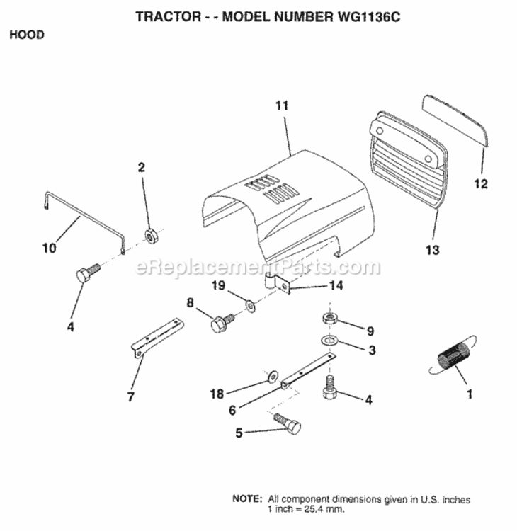 Page I Diagram and Parts List for WG1136C 1999 And Before Husqvarna Lawn Tractor