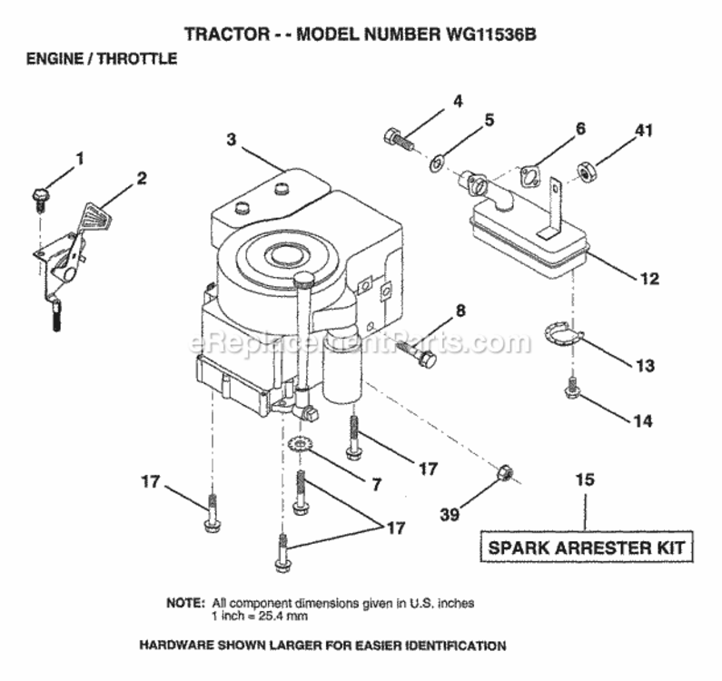 Page E Diagram and Parts List for WG11536B 1999 And Before Husqvarna Lawn Tractor
