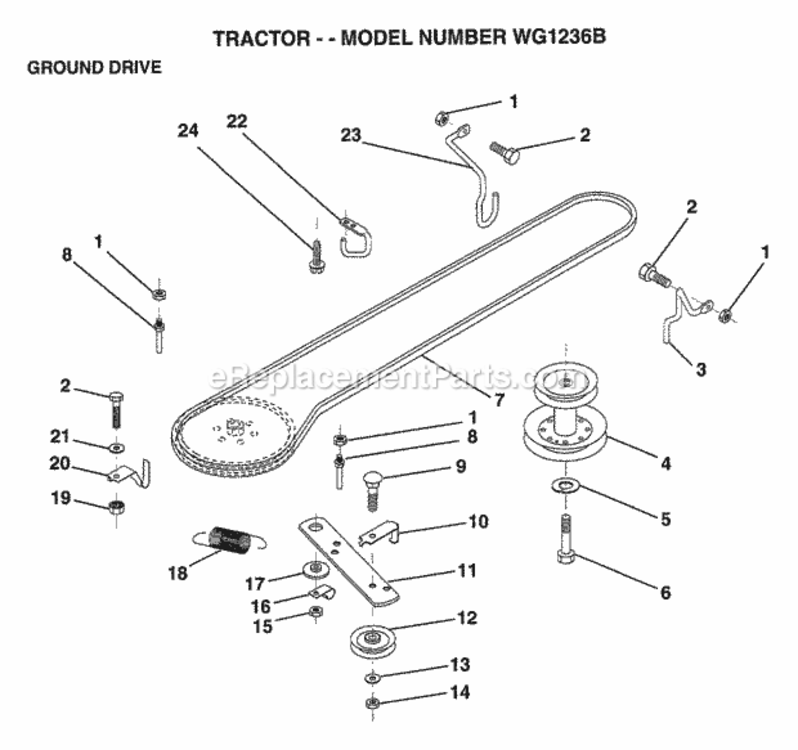 Page J Diagram and Parts List for WG1236B 1999 And Before Husqvarna Lawn Tractor