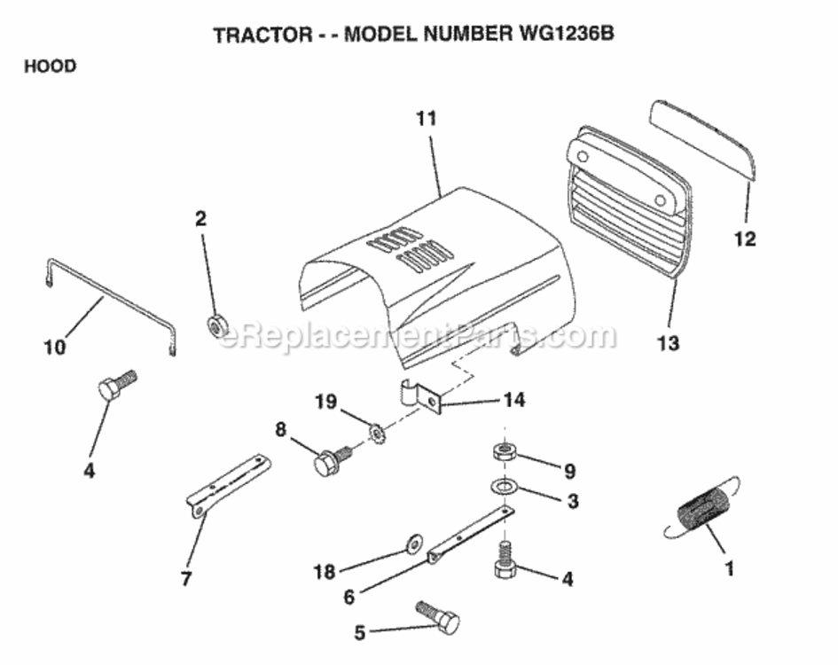 Page K Diagram and Parts List for WG1236B 1999 And Before Husqvarna Lawn Tractor