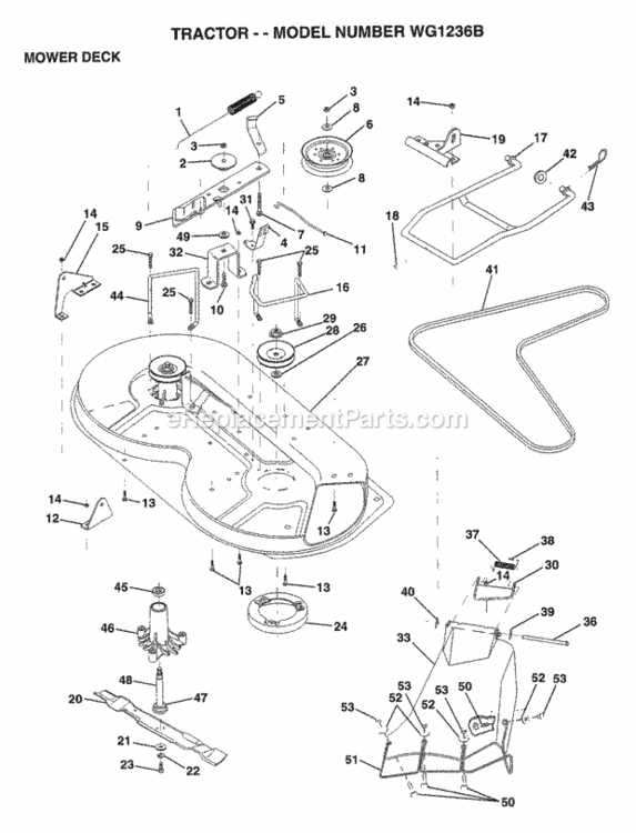 Page L Diagram and Parts List for WG1236B 1999 And Before Husqvarna Lawn Tractor