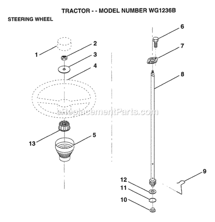Page P Diagram and Parts List for WG1236B 1999 And Before Husqvarna Lawn Tractor