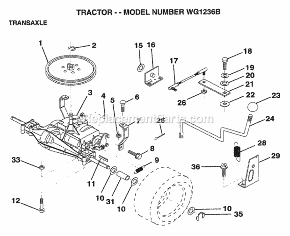 Page Q Diagram and Parts List for WG1236B 1999 And Before Husqvarna Lawn Tractor