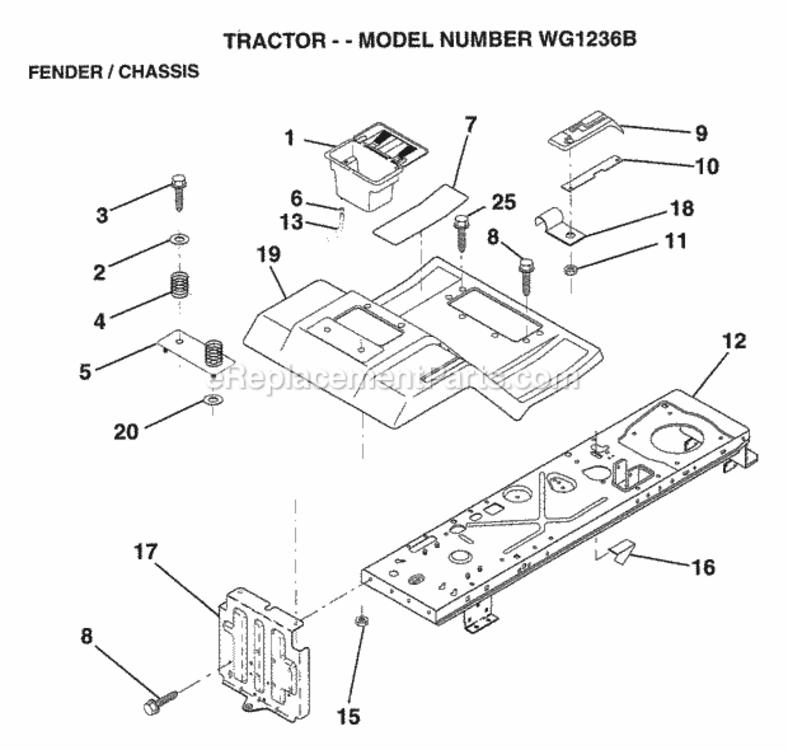 Page H Diagram and Parts List for WG1236B 1999 And Before Husqvarna Lawn Tractor